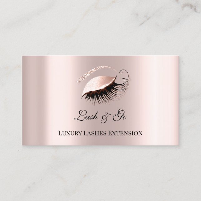 Eyelash Extension Brows Makeup Artist Luxury Rose Business Card (Front)