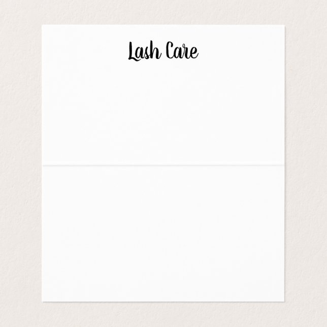 Eyelash extension care sheet business card (Inside Unfolded)