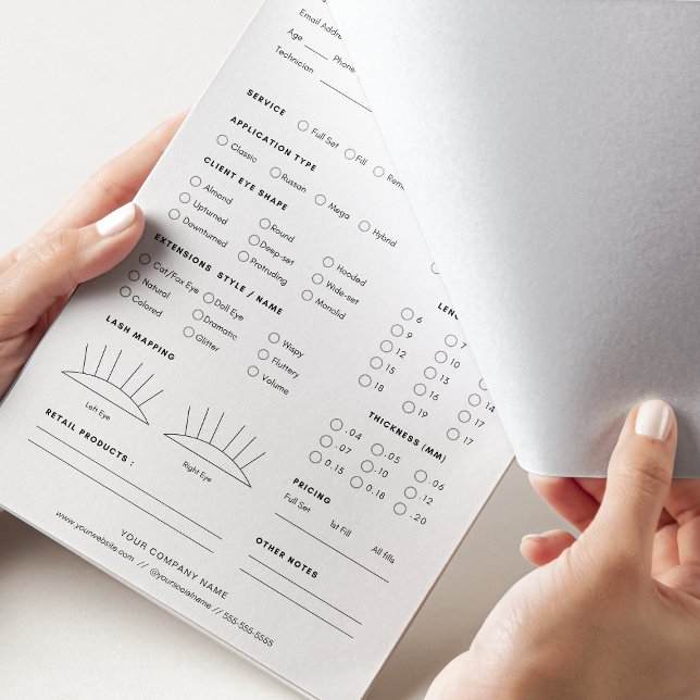 Eyelash Extension Client Record 40 Pages  Notepad (Eyelash Extension Client Record Form)