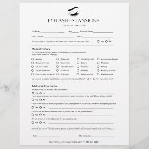 Eyelash Extension Consent Forms // Client Record Flyer
