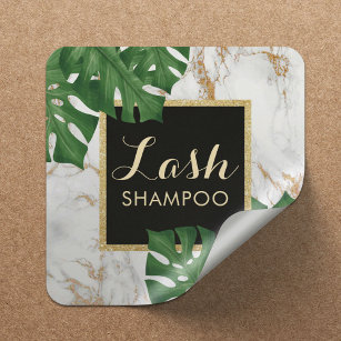 Eyelash Extension Lash Cleaner Tropical Leaves Square Sticker
