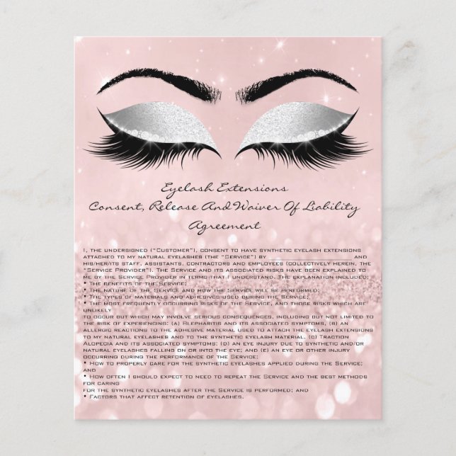 Eyelash Extension Liability Waiver Eyes Grey Pink Flyer (Front)