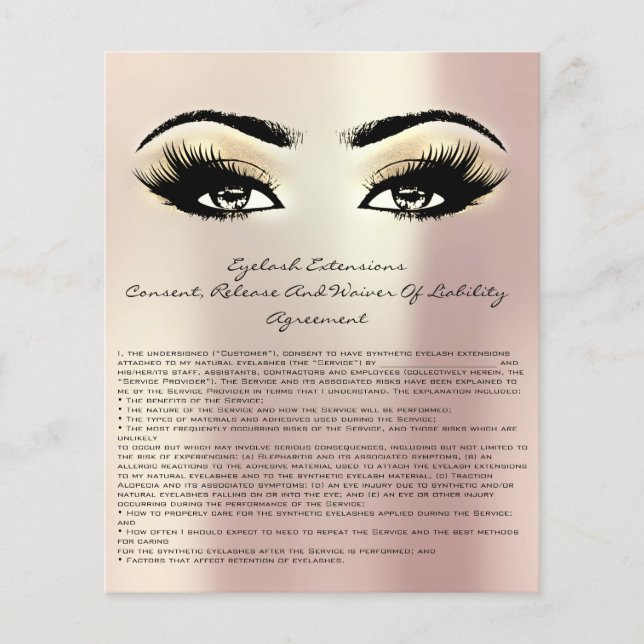 Eyelash Extension Liability Waiver Eyes Rose Flyer (Front)