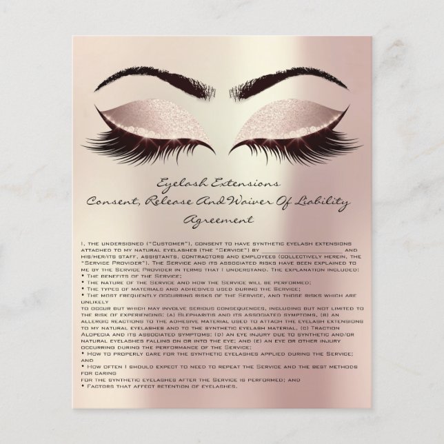 Eyelash Extension Liability Waiver Eyes Rose Pink Flyer (Front)
