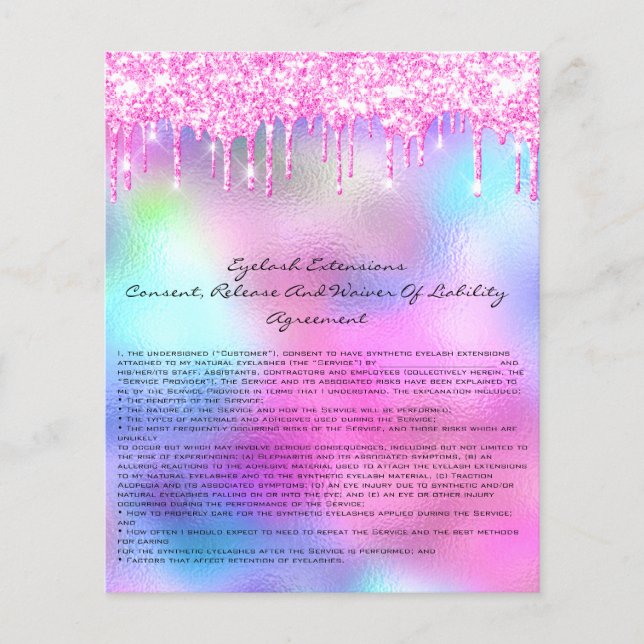 Eyelash Extension Liability Waiver Rose Drips Flyer (Front)