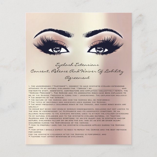 Eyelash Extension Liability Waiver Rose Pearly Flyer (Front)