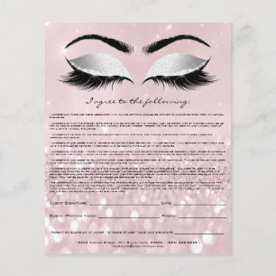 Eyelash Extension Liability Waiver Rose Pink Grey Flyer