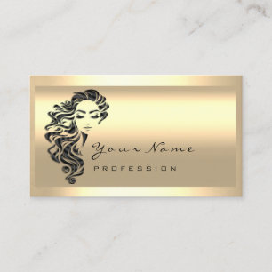 Eyelash Extension Makeup Artist Hair Sepia Gold Business Card