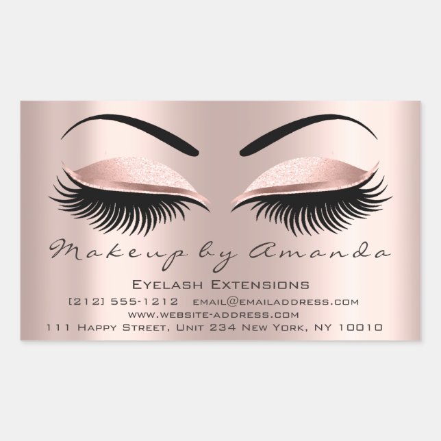 Eyelash Extension Makeup Beauty Rose Microblading Rectangular Sticker (Front)