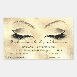 Eyelash Extension Makeup Beauty Salon Adress Gold2 Rectangular Sticker