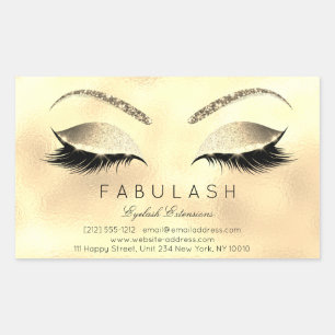 Eyelash Extension Makeup Beauty Salon Glam Glitter Rectangular Sticker