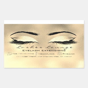 Eyelash Extension Makeup Beauty Salon Gold Browns Rectangular Sticker