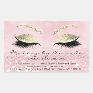 Eyelash Extension Makeup Beauty Salon Pink Gold1 Rectangular Sticker