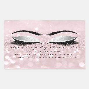 Eyelash Extension Makeup Beauty Salon Pink Grey Rectangular Sticker