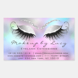 Eyelash Extension Makeup Beauty Salon Pink Grey Rectangular Sticker