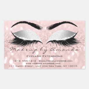 Eyelash Extension Makeup Beauty Salon Pink Grey Rectangular Sticker
