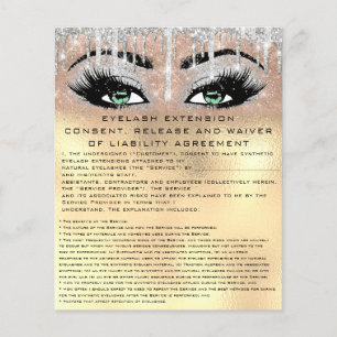 EYELASH EXTENSION RELEASE WAIVER Green Gold Flyer