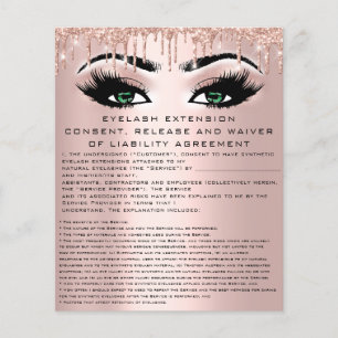 EYELASH EXTENSION RELEASE WAIVER Green Rose Flyer