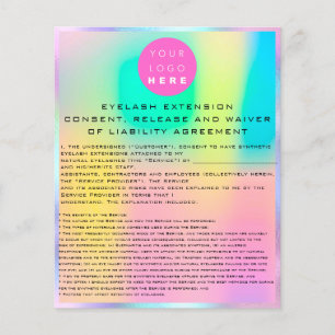 EYELASH EXTENSION RELEASE WAIVER Holograph Logo Flyer