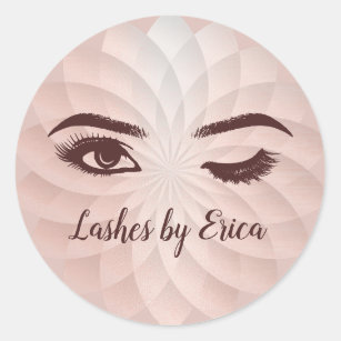 Eyelash Extensions Abstract Rose Gold Lotus Floral Classic Round Sticker