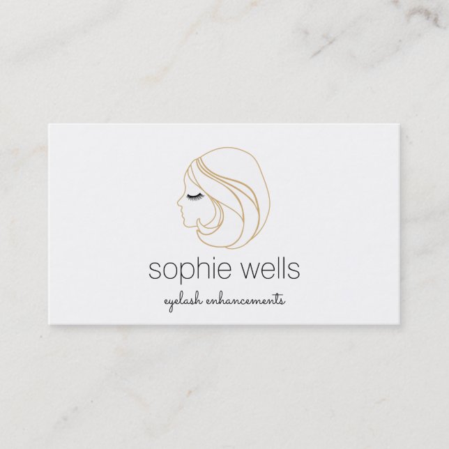 EyeLash Extensions and False Eyelashes White Business Card (Front)