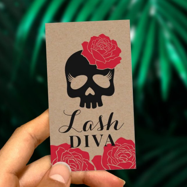 Eyelash Extensions Beauty Floral Skull Rustic Business Card (Creator Uploaded)