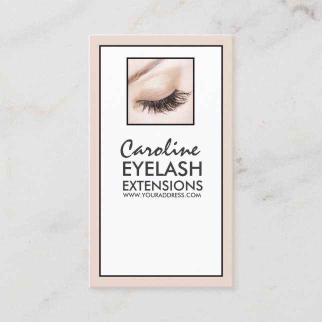 Eyelash Extensions Black Border Box Trendy Card (Front)