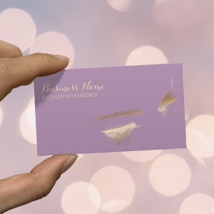 Eyelash Extensions Chic Gold & Purple Business Card