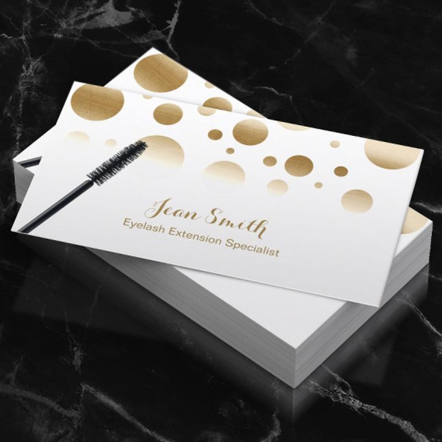 Eyelash Extensions Chic Lashes Gold Confetti Business Card (Creator Uploaded)