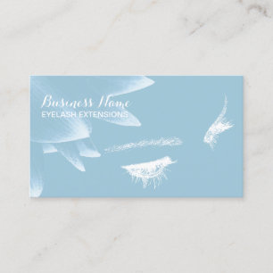 Eyelash Extensions Elegant Floral Light Blue Business Card