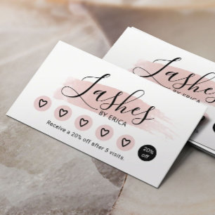 Eyelash Extensions Elegant Pink Lash Salon Loyalty Card