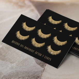 Eyelash Extensions Lash Bar Black & Gold Loyalty Card