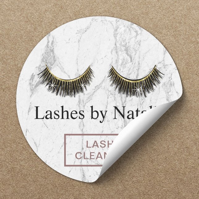 Eyelash Extensions Lash Cleaner Modern Marble Classic Round Sticker (Creator Uploaded)