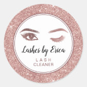 Eyelash Extensions Lash Cleaner Rose Gold Glitter Classic Round Sticker (Front)