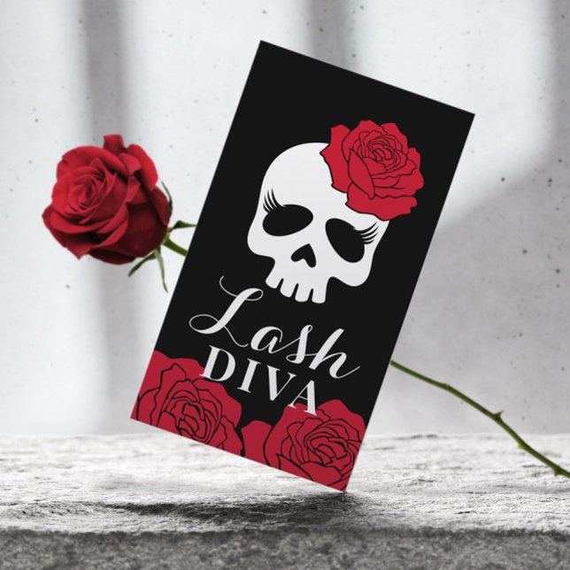 Eyelash Extensions Lash Salon Beauty Floral Skull Business Card (Creator Uploaded)