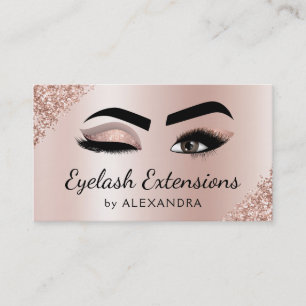 Eyelash Extensions Lashes Glitter Rose Gold Pink Business Card