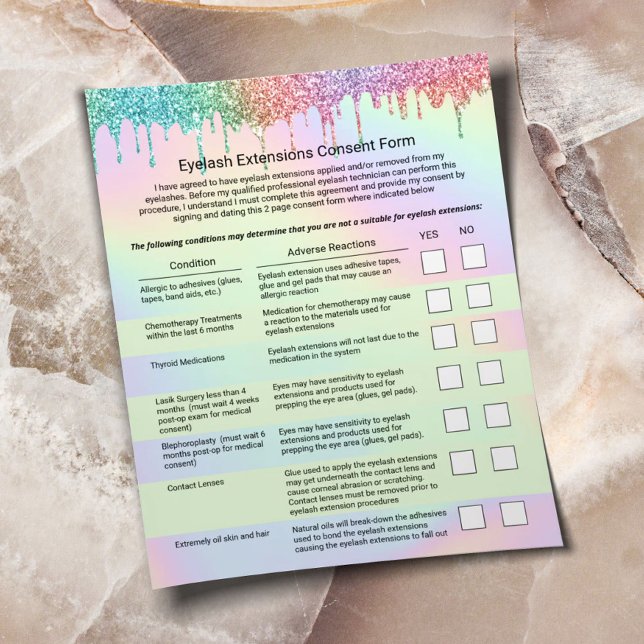 Eyelash Extensions Liability Waiver Holographic Flyer (Creator Uploaded)