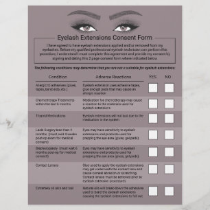 Eyelash Extensions Liability Waiver Lash Salon Flyer