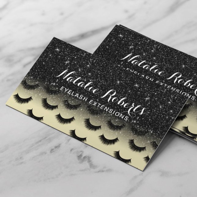 Eyelash Extensions Light Yellow Black Lash Salon  Business Card (Creator Uploaded)