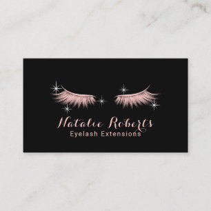 Eyelash Extensions Makeup Artist Black Blush Pink Business Card