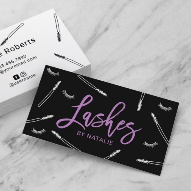Eyelash Extensions Makeup Artist Lash Bar Purple Business Card (Creator Uploaded)