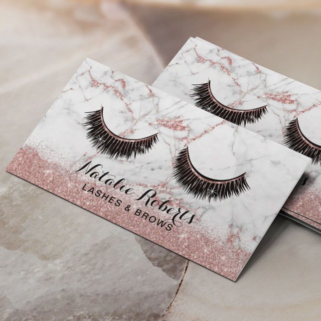 Eyelash Extensions Makeup Artist Rose Gold Marble Appointment Card (Creator Uploaded)