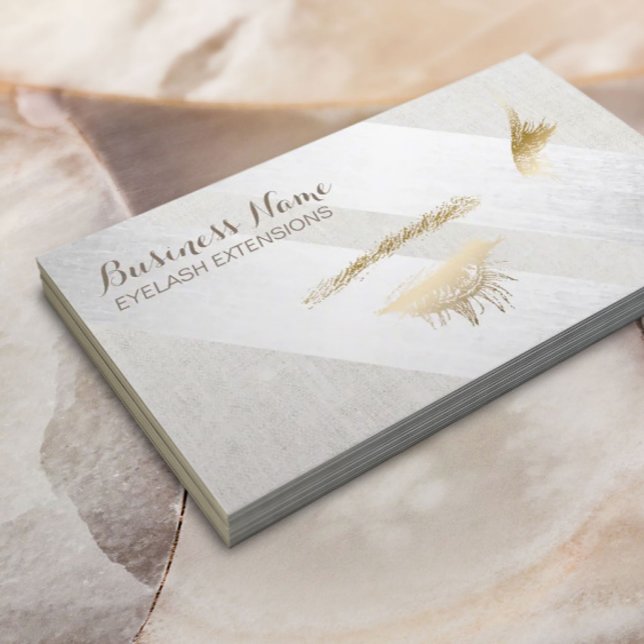 Eyelash Extensions Makeup Modern Silver Geometric Business Card (Creator Uploaded)