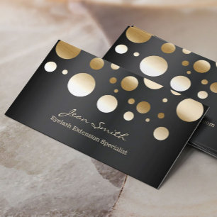 Eyelash Extensions Modern Gold Confetti Dots Business Card