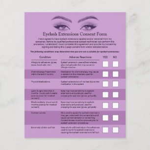 Eyelash Extensions Purple Liability Waiver Form Flyer