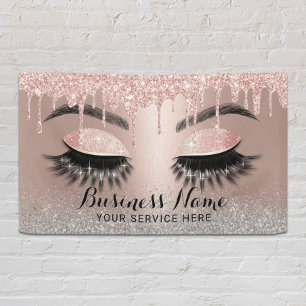 Eyelash Extensions Rose Gold Drips Beauty Salon Banner