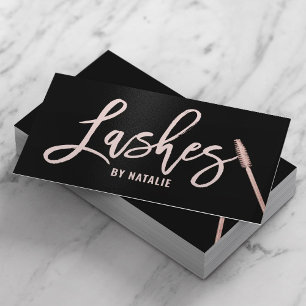 Eyelash Extensions Rose Gold Lashes Typography Business Card