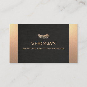 Eyelash Extensions Salon Black and Gold Business Card