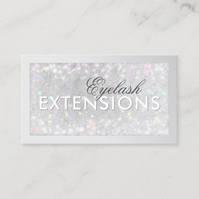 Eyelash Extensions Silver Glitter Card (Front)