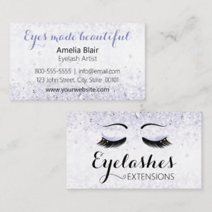 Eyelash Extensions Sparkles and Diamonds Purple Business Card